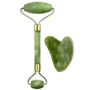💙 Green Facial stone Roller & Gua Sha Set Facial Beauty Tools set